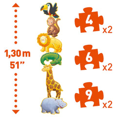 Djeco Giant Puzzle 1.30m. 4/6/9 pcs. Wild Animals