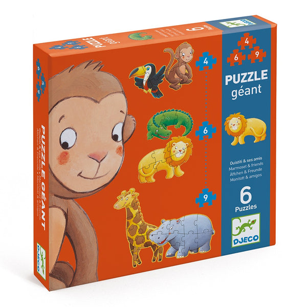 Djeco Giant Puzzle 1.30m. 4/6/9 pcs. Wild Animals