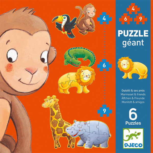 Djeco Giant Puzzle 1.30m. 4/6/9 pcs. Wild Animals