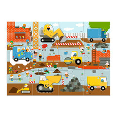 Djeco giant puzzle 12+5 pieces "Construction vehicles with movement"