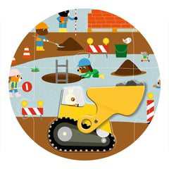 Djeco giant puzzle 12+5 pieces "Construction vehicles with movement"