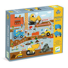 Djeco giant puzzle 12+5 pieces "Construction vehicles with movement"