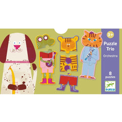 Djeco 8 παζλ με 3 κομμάτια "Η ορχήστρα των ζώων"