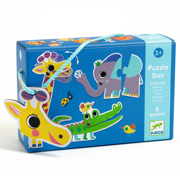 Djeco 6 Puzzles with 2 pieces and movement "Jungle Animals"