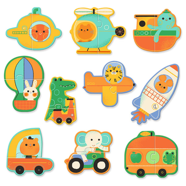 Djeco 10 puzzles with 2 pieces "Vehicles and means of transport"