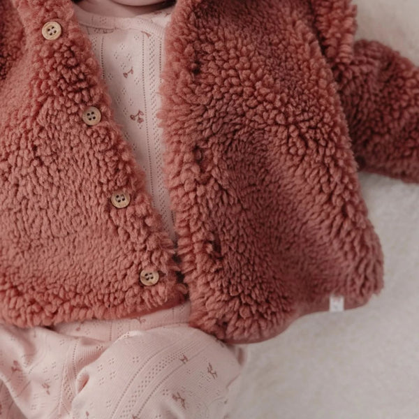 LITTLE DUTCH Βρεφική ζακέτα Teddy Pink Blush