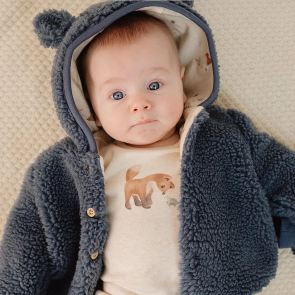 LITTLE DUTCH Βρεφική ζακέτα Teddy Stone Blue