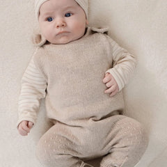 LITTLE DUTCH  Βρεφικό πλεκτό αμάνικο φορμάκι Soft Beige Melee