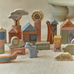 LITTLE DUTCH. Σετ ξύλινα τουβλάκια Safari Friends FSC