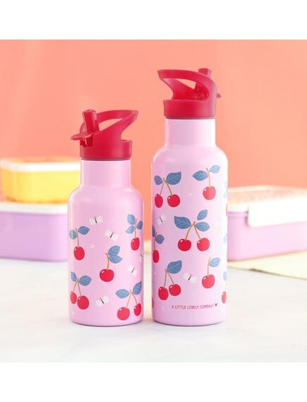 A Little Lovely Company Βρεφικά & Παιδικά Ποτηράκια A Little Lovely Company: Μπουκάλι με διπλό τοίχωμα από ανοξείδωτο ατσάλι 350ml - Cherries