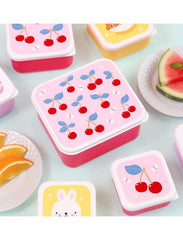 A Little Lovely Company Παιδικά Δοχεία Φαγητού A little lovely company: Σετ 4 δοχεία φαγητού Lunch & Snack Box -Cherries