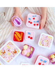 A Little Lovely Company Παιδικά Δοχεία Φαγητού A little lovely company: Σετ 4 δοχεία φαγητού Lunch & Snack Box -Cherries