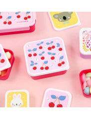 A Little Lovely Company Παιδικά Δοχεία Φαγητού A little lovely company: Σετ 4 δοχεία φαγητού Lunch & Snack Box -Cherries