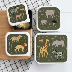 A Little Lovely Company Παιδικά Δοχεία Φαγητού A little lovely company Σετ 4 δοχεία φαγητού Lunch & Snack Box Savanna