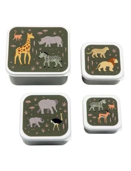 A Little Lovely Company Παιδικά Δοχεία Φαγητού A little lovely company Σετ 4 δοχεία φαγητού Lunch & Snack Box Savanna