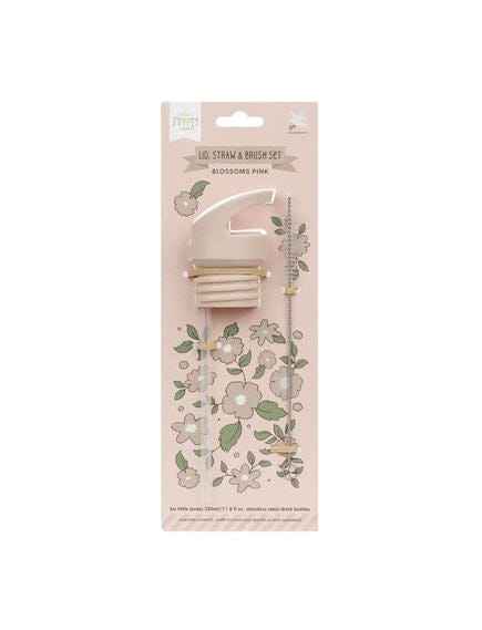 A Little Lovely Company Βρεφικά & Παιδικά Ποτηράκια A Little Lovely Company: Σετ καπάκι, καλαμάκι και βουρτσάκι Blossoms - pink