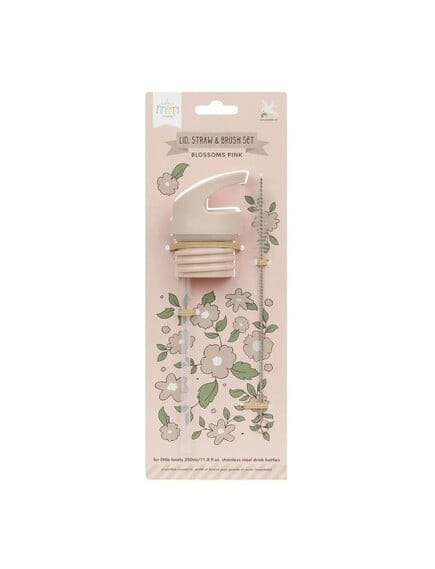 A Little Lovely Company Βρεφικά & Παιδικά Ποτηράκια A Little Lovely Company: Σετ καπάκι, καλαμάκι και βουρτσάκι Blossoms - Rainbows