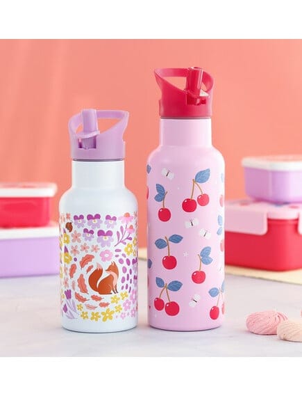 A Little Lovely Company Βρεφικά & Παιδικά Ποτηράκια A Little Lovely Company: XL Μπουκάλι με διπλό τοίχωμα από ανοξείδωτο ατσάλι 500ml - Cherries