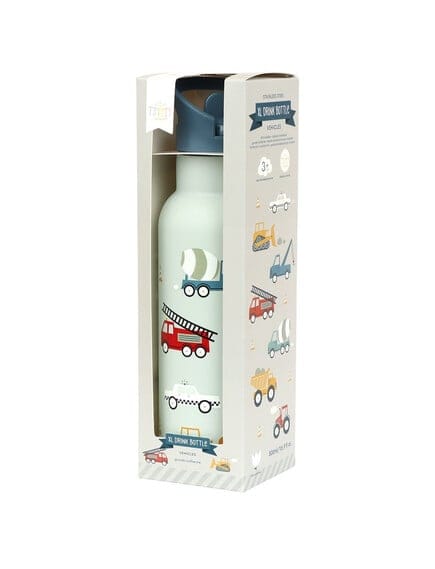 A Little Lovely Company Βρεφικά & Παιδικά Ποτηράκια A Little Lovely Company: XL Μπουκάλι με διπλό τοίχωμα από ανοξείδωτο ατσάλι 500ml Vehicles
