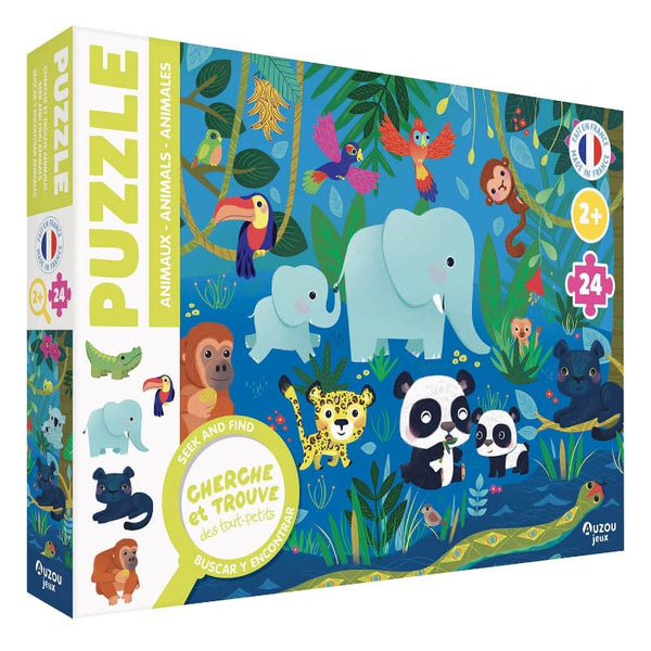 Auzou Ζωγραφική - Καλλιτεχνικά - Παζλ Auzou Seek and Find Puzzle για Μικρά Παιδιά – 24 Τεμάχια – Ζώα