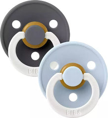 BIBS Πιπίλες Bibs Πιπίλες Νύχτας Καουτσούκ 0-6m Iron GLOW/Baby Blue GLOW 2τμχ