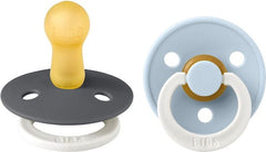 BIBS Πιπίλες Bibs Πιπίλες Νύχτας Καουτσούκ 0-6m Iron GLOW/Baby Blue GLOW 2τμχ