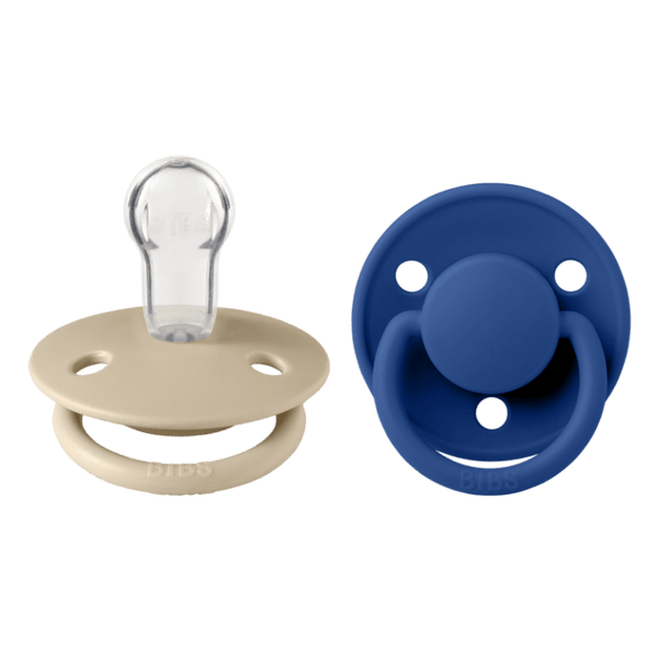 BIBS Πιπίλες Bibs Σετ Πιπίλες 2τμχ – De Lux – Vanilla/Cornflower – Στρογγυλή/Σιλικόνη Onesize