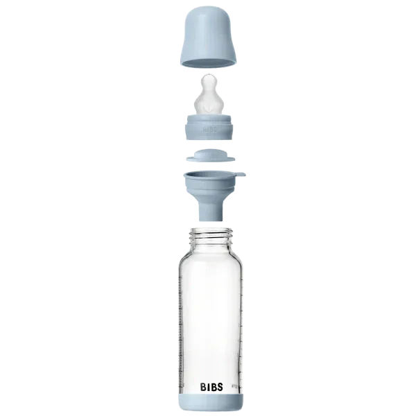 BIBS Μπιμπερό / Αξεσουάρ Bibs Γυάλινο Μπιμπερό 240ml – Silicone- Baby Blue