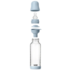 BIBS Μπιμπερό / Αξεσουάρ Bibs Γυάλινο Μπιμπερό 240ml – Silicone- Baby Blue