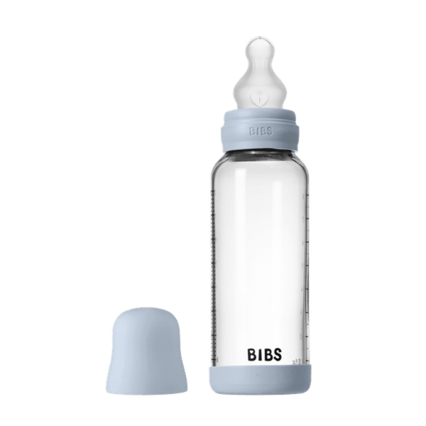 BIBS Μπιμπερό / Αξεσουάρ Bibs Γυάλινο Μπιμπερό 240ml – Silicone- Baby Blue