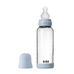 BIBS Μπιμπερό / Αξεσουάρ Bibs Γυάλινο Μπιμπερό 240ml – Silicone- Baby Blue