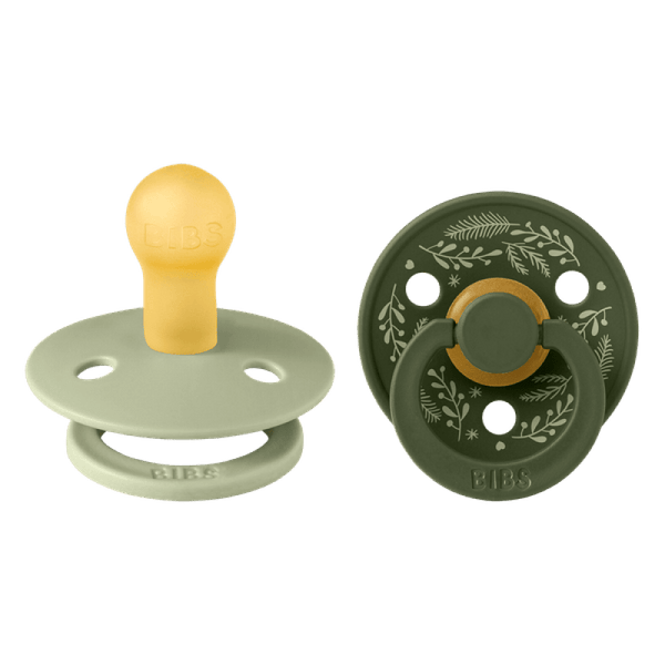 BIBS Πιπίλες Bibs Πιπίλα Colour Round Latex No1 Σετ πιπίλες 2τμχ στρογγυλή leaf sage hunter green 11027101