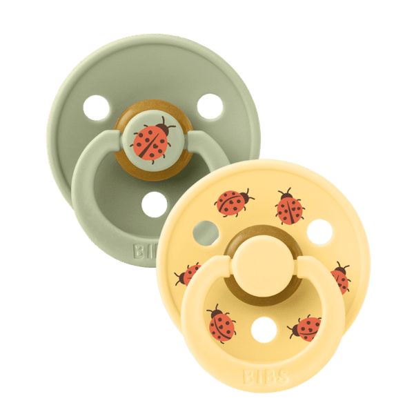 BIBS Πιπίλες Bibs Studio Collection Σετ Πιπίλες 2τμχ – Ladybug/Sage Mix – Στρογγυλή No1 (0+ μηνών)