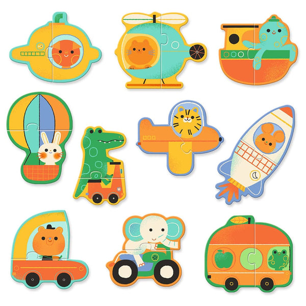 Djeco Ζωγραφική - Καλλιτεχνικά - Παζλ Djeco 10 παζλ με 2 κομμάτια "Οχήματα και μεταφορικά μέσα"