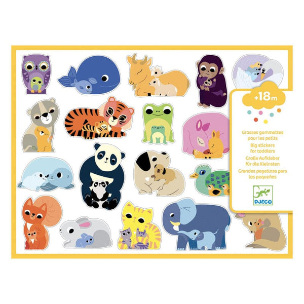 Djeco Ζωγραφική - Καλλιτεχνικά - Παζλ Djeco 100 Μεγάλα Αυτοκόλλητα Ζωάκια - Μαμά με παιδί