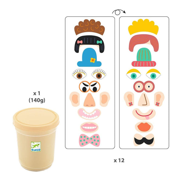 Djeco Ζωγραφική - Καλλιτεχνικά - Παζλ Djeco Χειροτεχνία με πλαστοζυμαράκι Αστεία πρόσωπα