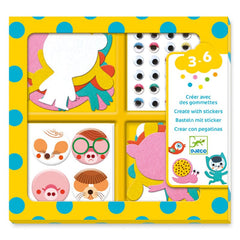 Djeco Ζωγραφική - Καλλιτεχνικά - Παζλ Djeco Δημιουργώ με αυτοκόλλητα Ζωάκια