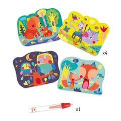 Djeco Ζωγραφική - Καλλιτεχνικά - Παζλ Djeco Μαγική ζωγραφική με μαρκαδόρο με νερό Αρκουδάκια και ζωάκια