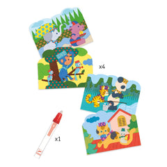 Djeco Ζωγραφική - Καλλιτεχνικά - Παζλ Djeco ζωγραφίζω με μαρκαδόρο με νερό Ελεφαντάκι και ζωάκια