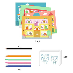 Djeco Ζωγραφική - Καλλιτεχνικά - Παζλ Djeco Ζωγραφίζω με ιχνογράφηση Ζωάκια