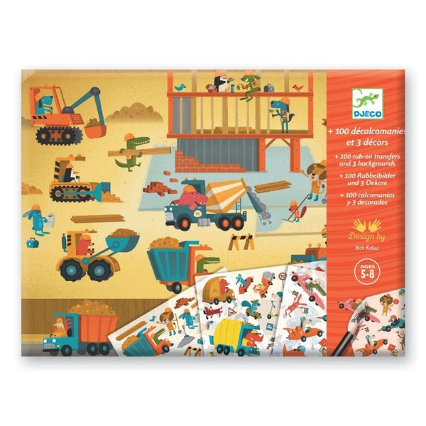 Djeco Ζωγραφική - Καλλιτεχνικά - Παζλ Djeco Χαλκομανίες Κατασκευαστικά οχήματα