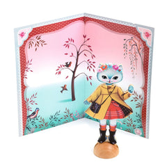 Djeco Ζωγραφική - Καλλιτεχνικά - Παζλ Djeco Ντύνω με αυτοκόλλητα Ξύλινες Φιγούρες "Γατούλες"