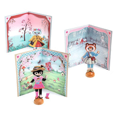 Djeco Ζωγραφική - Καλλιτεχνικά - Παζλ Djeco Ντύνω με αυτοκόλλητα Ξύλινες Φιγούρες "Γατούλες"