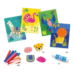 Djeco Ζωγραφική - Καλλιτεχνικά - Παζλ Djeco Κολάζ με χάρτινες λωρίδες - θηλιές Λιοντάρι και ζωάκια