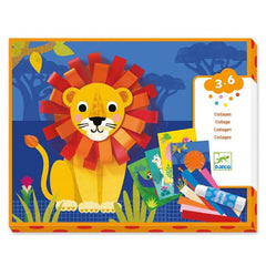 Djeco Ζωγραφική - Καλλιτεχνικά - Παζλ Djeco Κολάζ με χάρτινες λωρίδες - θηλιές Λιοντάρι και ζωάκια