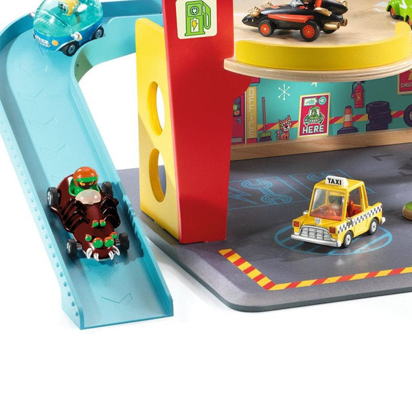 Djeco ξύλινα παιχνίδια Djeco Γκαράζ με ασανσέρ και 2 επίπεδα