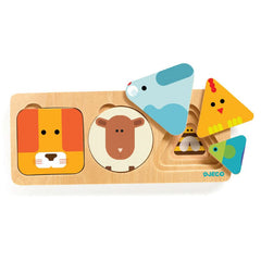 Djeco Ζωγραφική - Καλλιτεχνικά - Παζλ Djeco Ξύλινο παζλ 3 επιπέδων Σχήματα -Ζωάκια - FSC MIX