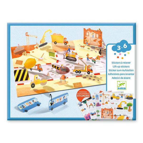 Djeco Ζωγραφική - Καλλιτεχνικά - Παζλ Djeco δημιουργώ 3D εικόνες με αυτοκόλλητα επαναχρησιμοποιούμενα "Οχήματα"