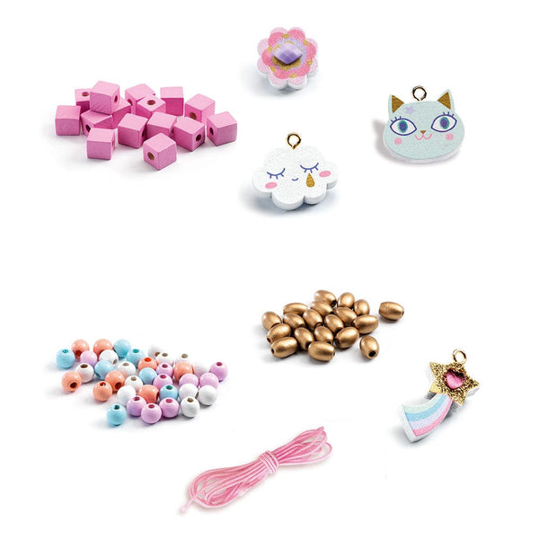 Djeco Ζωγραφική - Καλλιτεχνικά - Παζλ Djeco Κατασκευή κοσμημάτων Διακοσμώ στέκα με χάντρες 5τμχ