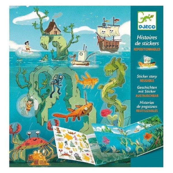 Djeco Ζωγραφική - Καλλιτεχνικά - Παζλ Djeco Δημιουργώ ιστορίες με 50 αυτοκόλλητα Περιπέτειες στη θάλασσα